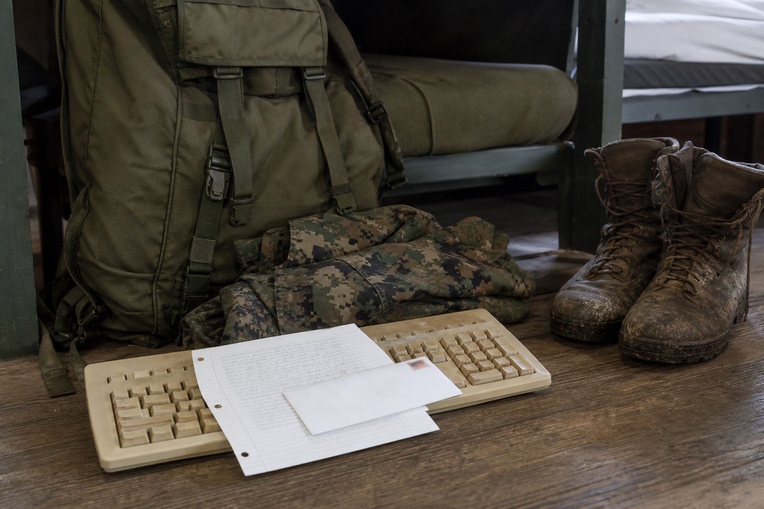 A letter on a rucksack and camouflage — special forces